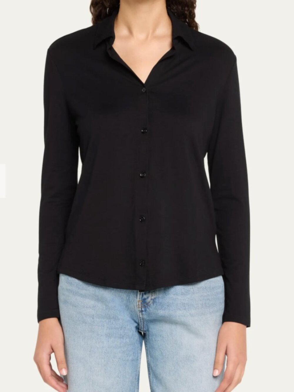 Majestic Filatures Soft Touch Button-Front Shirt in Noir | Size 2/S
